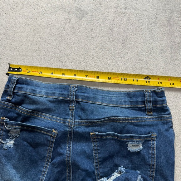 Womens Blue Denim Skinny Jeans Distressed Ripped High Rise Frayed Hem Size M - Picture 6 of 7